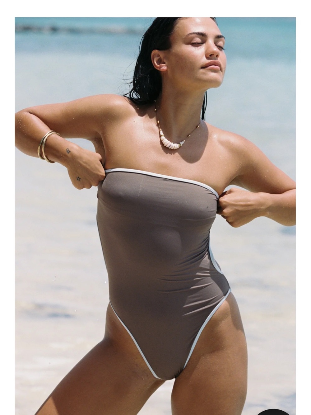 Toast swim Bind Strapless One-Piece coffee/salt